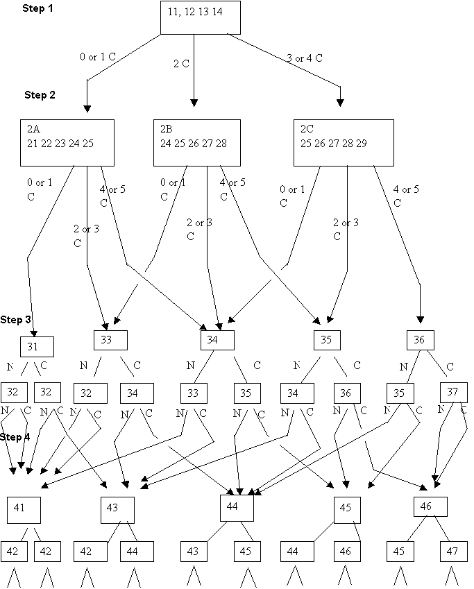 Algorithm for progression between steps